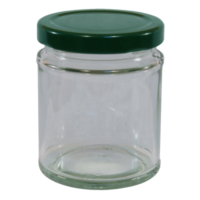 190ml Round Glass Food Jar With Green Twist Off Lid - Pack Of 6