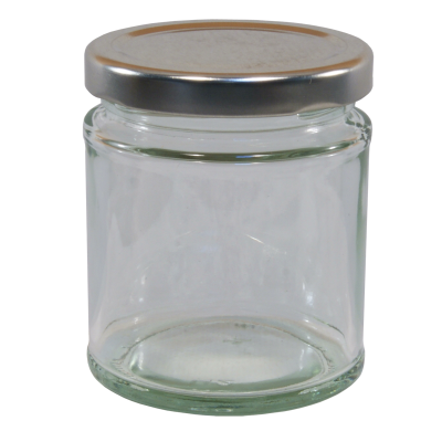 190ml Round Glass Food Jar With Silver Twist Off Lid - Pack Of 6