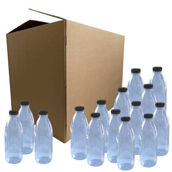 Clear P.E.T Plastic Juice Bottle With Cap - 500ml - Box Of 90