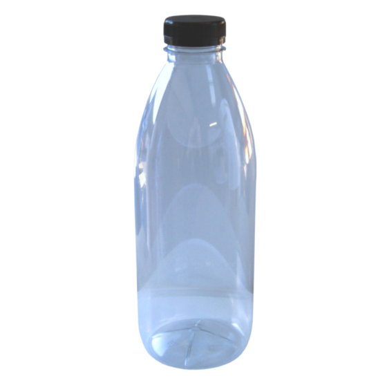 Clear P.E.T Plastic Juice Bottle With Cap - 1 Litre - Box Of 45