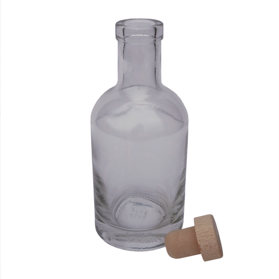 200ml Heavy Base Gin / Spirit Bottle With Wood Effect Stopper - Pack Of 5