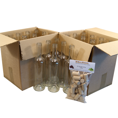 Wine Bottles Clear x 24 - 750ml Glass Including Corks