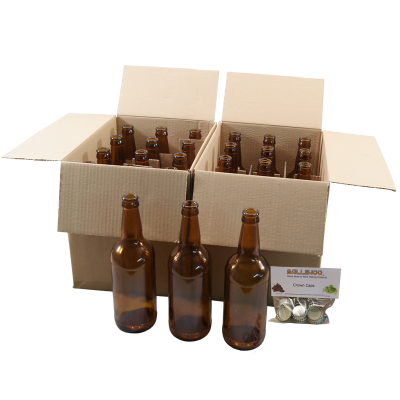 Brown Glass Beer Bottles x 24 With Crown Caps