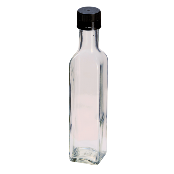 250ml Square Glass - Sauce / Dressing / Relish Bottle With Screw Cap