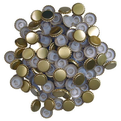 29mm Gold Champagne Bottle Crown Caps With Bidul - Pack Of 100