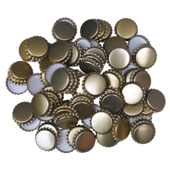 29mm (large) Crown Caps - Gold - Pack Of 100 (Not For Standard Beer Bottles)