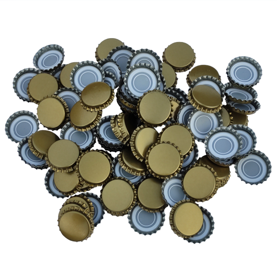29mm (large) Crown Caps - Gold - Pack Of 100 (Not For Standard Beer Bottles)