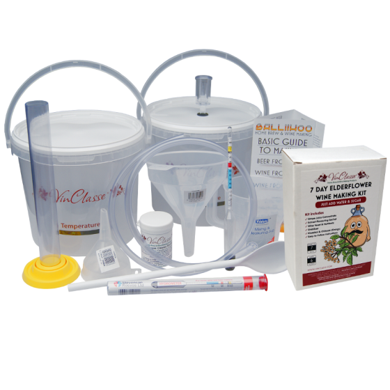 6 Bottle Wine Making Equipment Kit With Elderflower