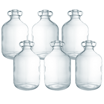 Clear Glass 1 Gallon Demijohns - Bulk Pack Of 6 - No bungs or airlocks
