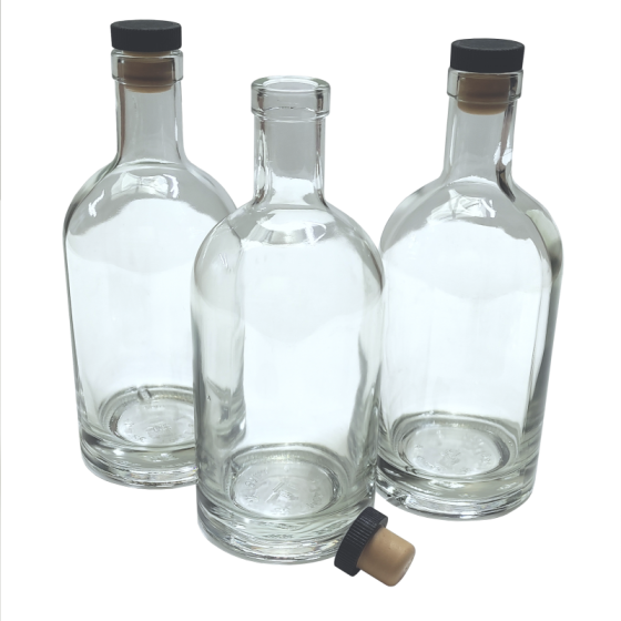 700ml Heavy Base Gin / Spirit Bottle With Black Stopper - Pack Of 3