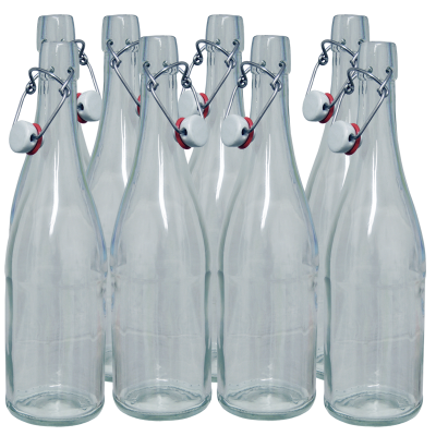 750ml Classic Style Clear Glass Swing Top Bottle - Pack of 8