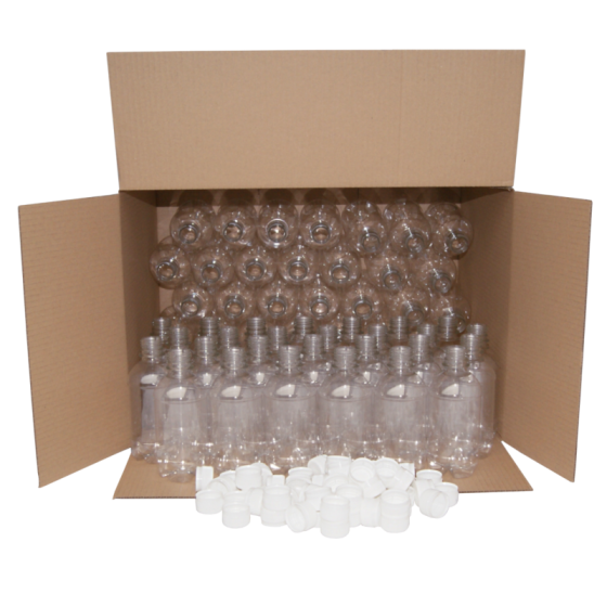 330ml Small Clear PET Plastic Bottles With White Caps - Pack Of 70