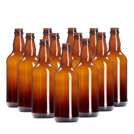 500ml Brown Glass Beer Bottles Pack of 12