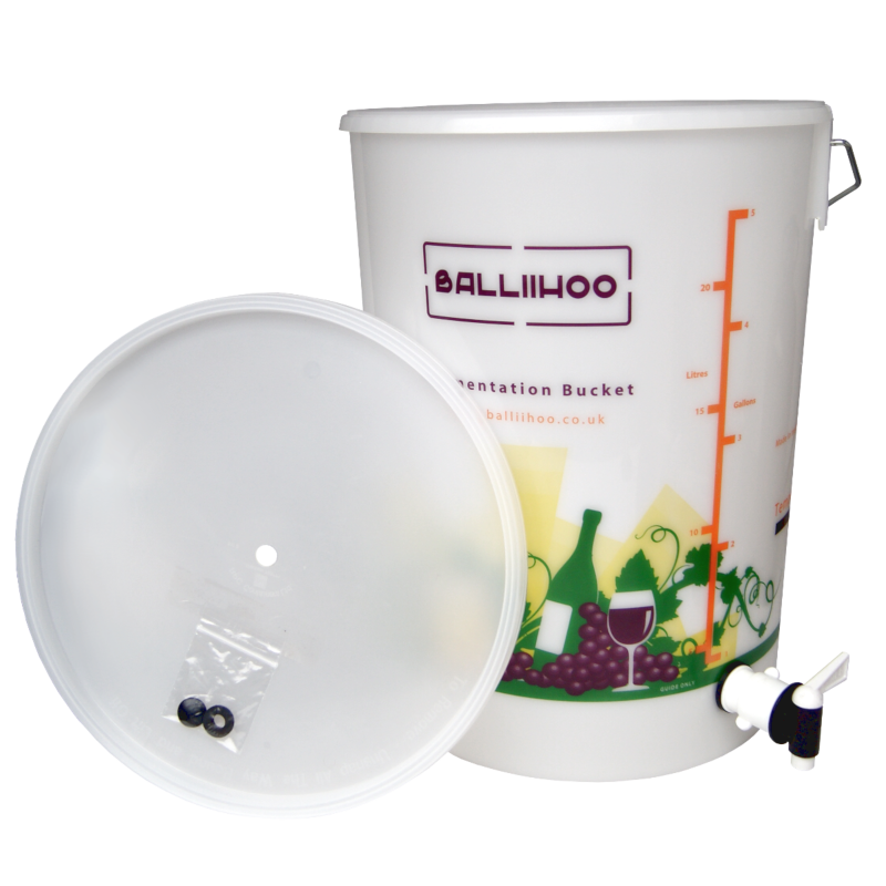 Balliihoo 5 Gallon / 25 Litre Fermentation Bucket With Lever Tap & Lcd Temperatu