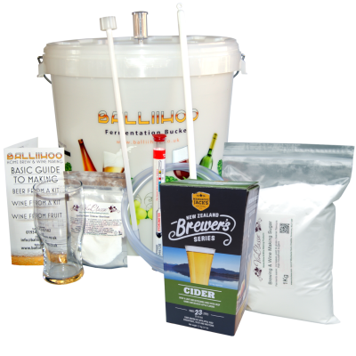Balliihoo Basic Homebrew Starter Kit With 40 Pint Cider Ingredient Kit & 1Kg Brewing Sugar
