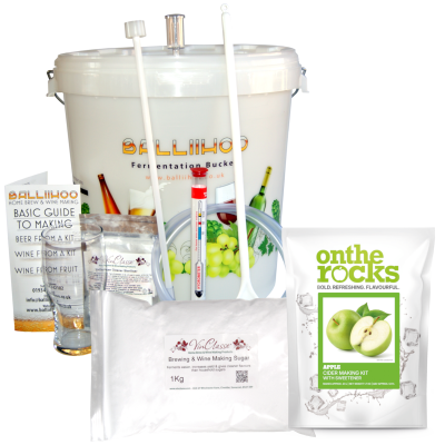 Balliihoo Basic Homebrew Starter Kit With 40 Pint Cider Ingredient Kit & 1Kg Brewing Sugar