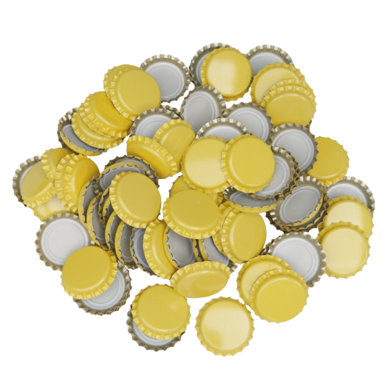 100 x Crown Caps - Yellow