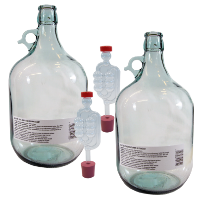 2 x Glass Dama Jars With Airlock Bubblers & Bungs - Alternative Style to Traditional Demijohn