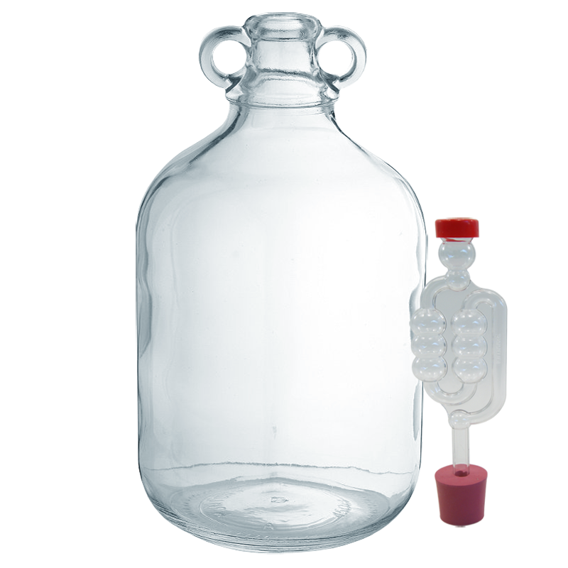 Single Glass 5l Demijohn With Bung And Bubbler Airlock Balliihoo