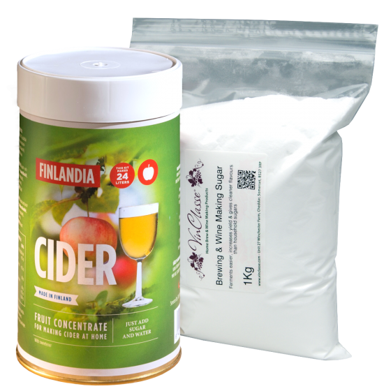 Balliihoo Basic Homebrew Starter Kit With 40 Pint Cider Ingredient Kit & 1Kg Brewing Sugar