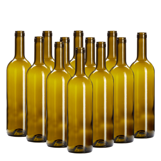 750ml Glass Wine Bottles - Green Box Of 12 - Including Corks