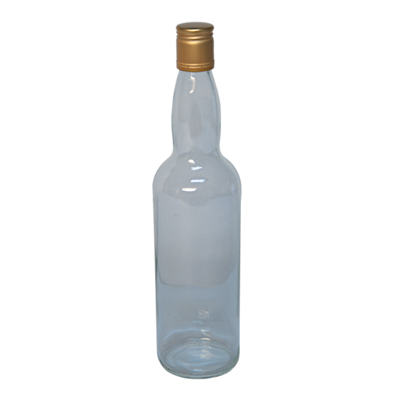 Spirit Bottles - 700ml Clear Glass With Pre Fitted Metal Screw Cap - Pack Of 15