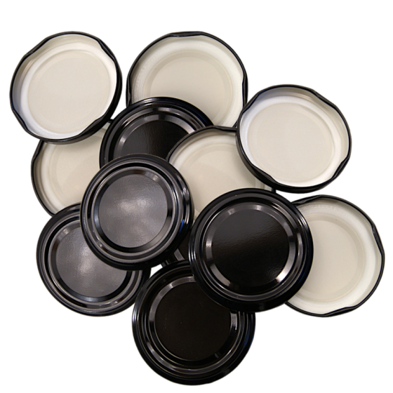 82mm Twist On Jam Jar Lids - Black - Pack Of 12