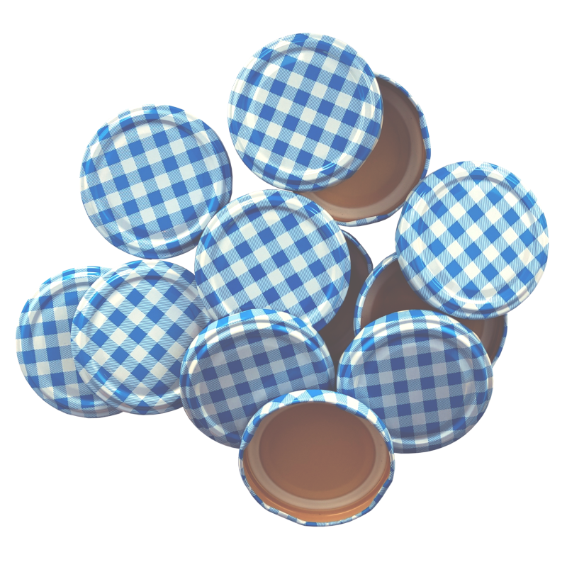 63mm Twist On Jam Jar Lids Blue Gingham Pack Of 12 Balliihoo