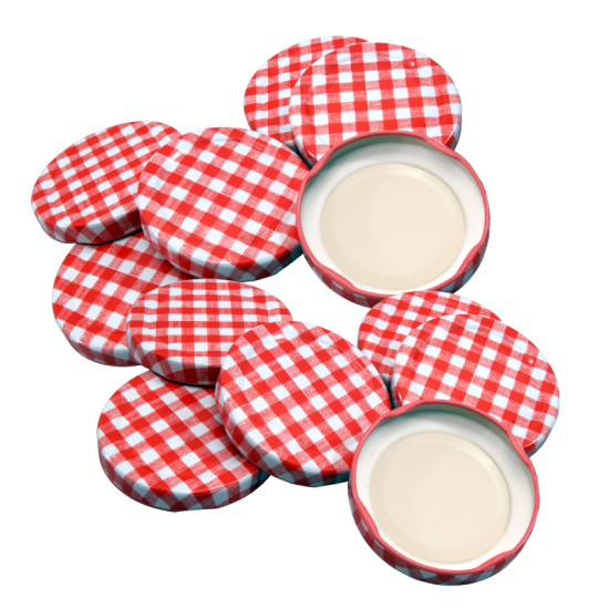63mm Twist On Jam Jar Lids Red Gingham Pack Of 12 Balliihoo