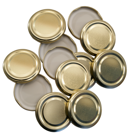 43mm Twist On Jam Jar Lids - Gold - Pack Of 12