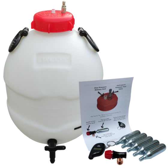 Balliihoo Bottom Tap King Keg Premium Barrel With Full Co2 Control System (Cap - Tap - Pressure Reader - 16g Bulbs)