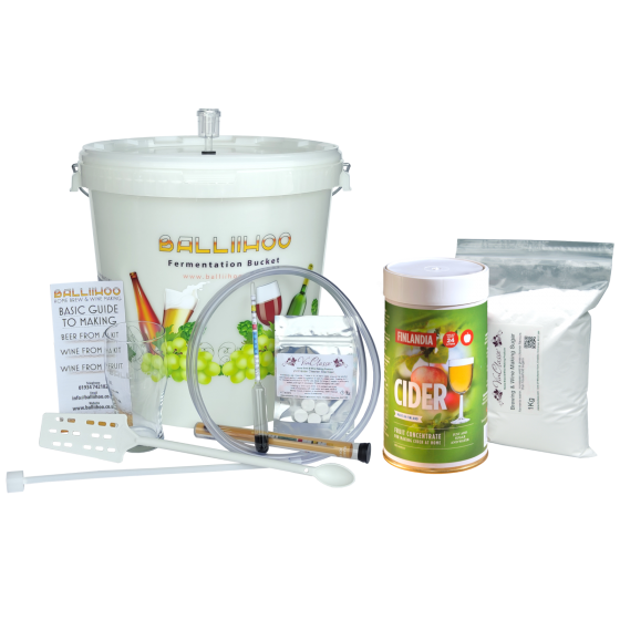 Balliihoo Basic Homebrew Starter Kit With 40 Pint Cider Ingredient Kit & 1Kg Brewing Sugar