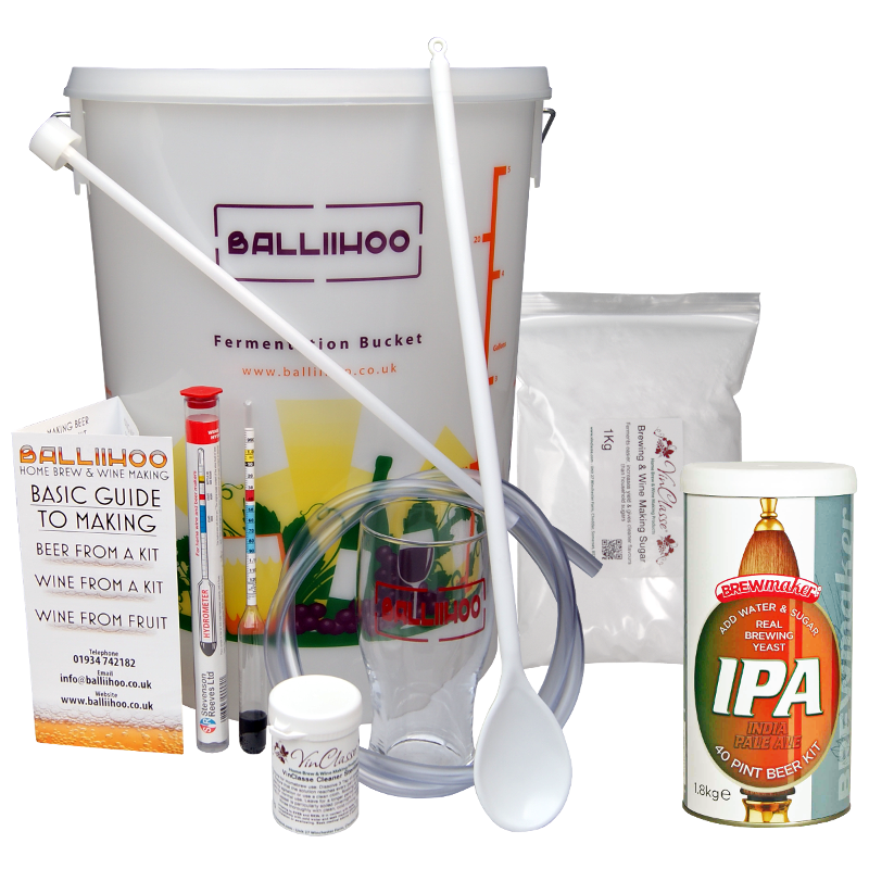Balliihoo Basic Homebrew Starter Kit With 40 Pint Ipa & 1kg Brewing