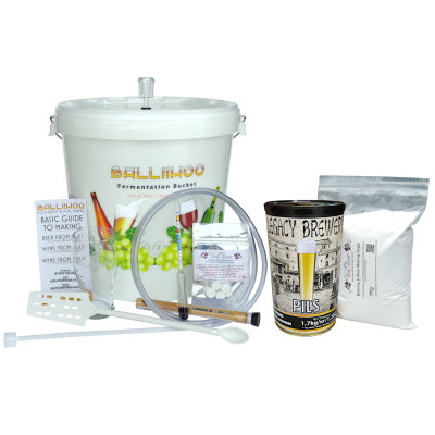 Balliihoo Basic Homebrew Starter Kit With 40 Pint Pilsner Lager & 1Kg Brewing Sugar