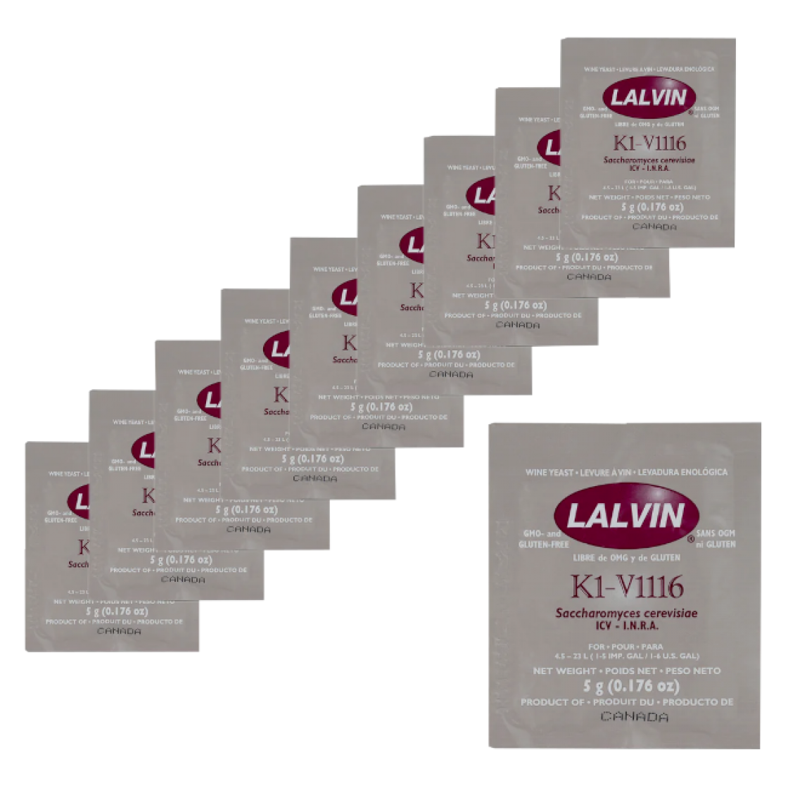 10 Sachets Of Lalvin All Purpose White Wine Yeast K1-v1116 - Balliihoo