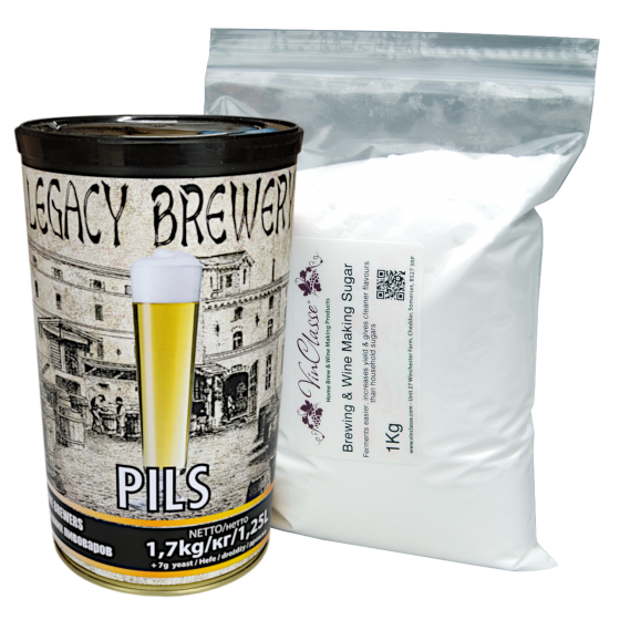 Balliihoo Basic Homebrew Starter Kit With 40 Pint Pilsner Lager & 1Kg Brewing Sugar