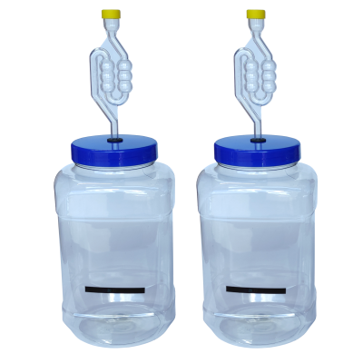 5 Litre Wide Neck Plastic Demijohn With Airlock & LCD Temp Indicator - Pack Of 2