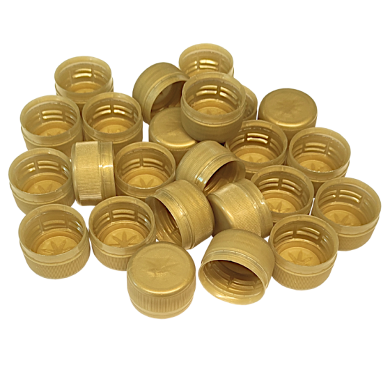Gold Screw Caps For 1L, 500ml & 330ml PET Bottles And Coopers Plastic Beer Bottles - 24 Pack