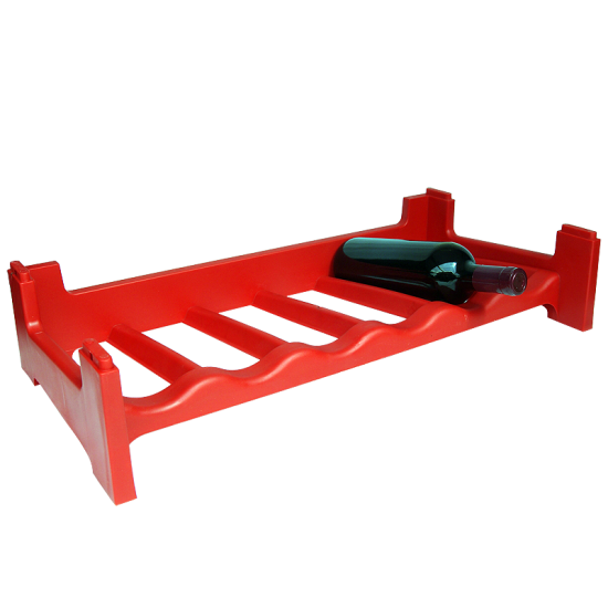 Plastic Modular Wine Rack System Holds 6 Bottles Per Section Red
