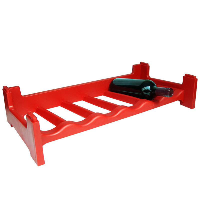 Plastic Modular Wine Rack System Holds 6 Bottles Per Section Red