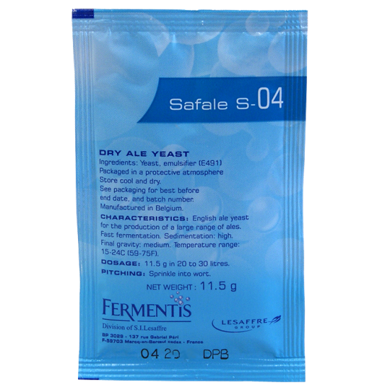 Fermentis Brewing Yeast Safale S04 11.5 Gram Sachet Of Dry Ale