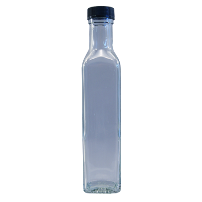 250ml Square Glass - Sauce / Dressing / Relish Bottle With Screw Cap