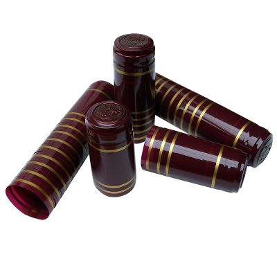 Shrink Capsules Red With Gold Bands - Pack of 30