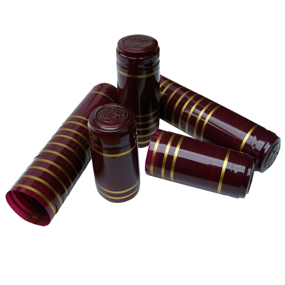 Shrink Capsules Red With Gold Bands - Pack of 30