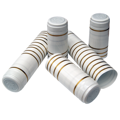 Shrink Capsules White With Gold Bands - Pack Of 30