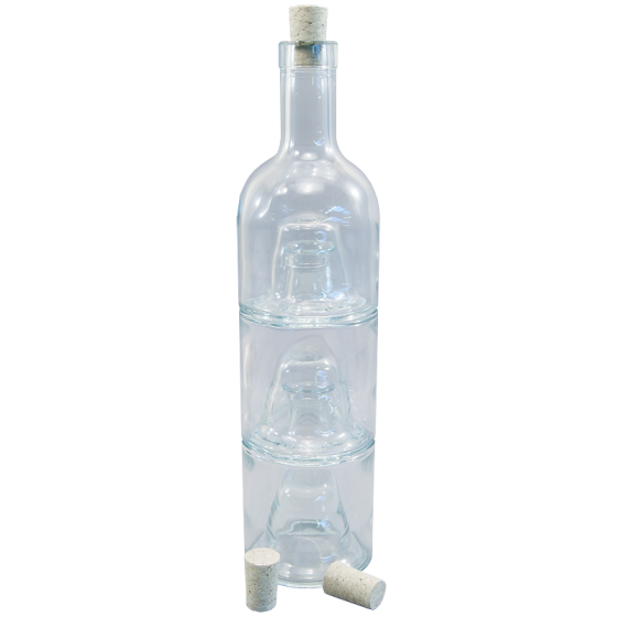250ml x 3 - Triple Stacking Oil Jars / Bottles With Tapered Corks