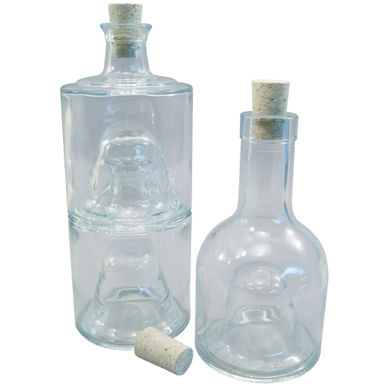 250ml x 3 - Triple Stacking Oil Jars / Bottles With Tapered Corks