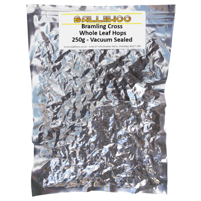 250g (Large Pack) - Bramling Cross Whole Leaf Hops - Vacuum Foil Sealed