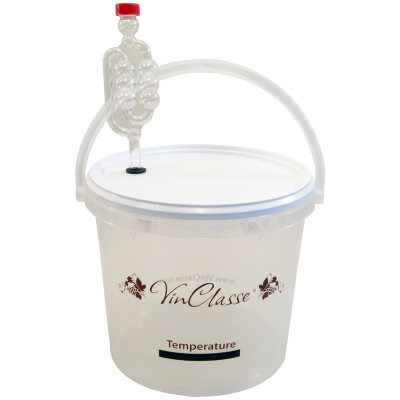 VinClasse 5 Litre Clear Fermenting Bucket With Airlock & LCD Temp Strip