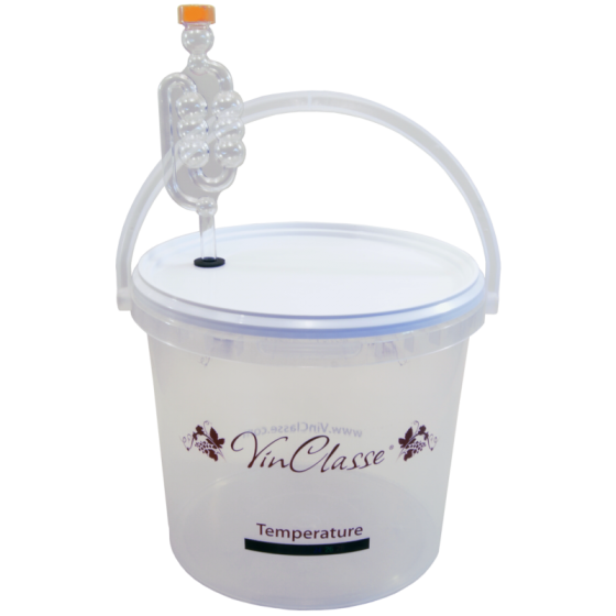 VinClasse 5 Litre Clear Fermenting Bucket With Airlock & LCD Temp Strip